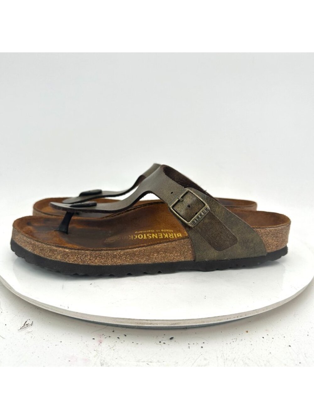 Birkenstock Gizeh Women Size 8 Black Leather Birko-Flor T Strap Thong Sandal